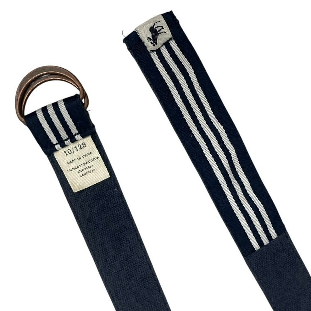 Abercrombie & Fitch Navy Blue + White Striped D-Ring Canvas Belt
