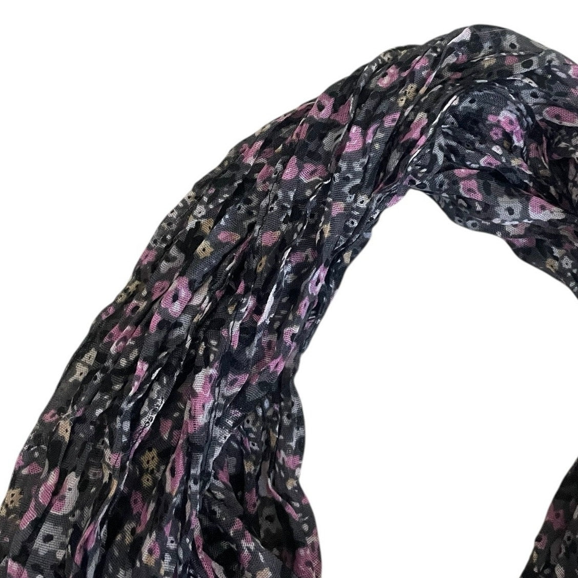 Sheer Black & Pink Floral Thin Scarf