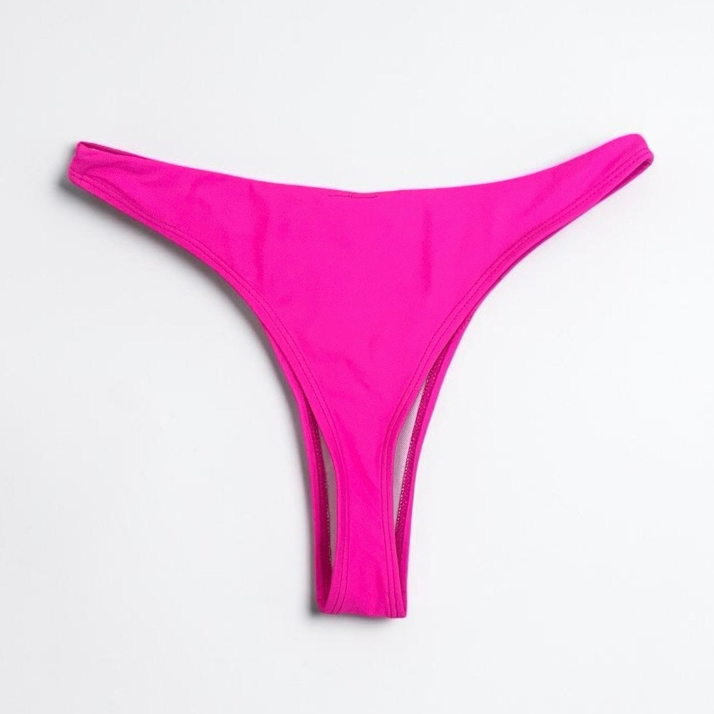 Hot Pink High-Cut Cheeky Thong Bikini Bottoms