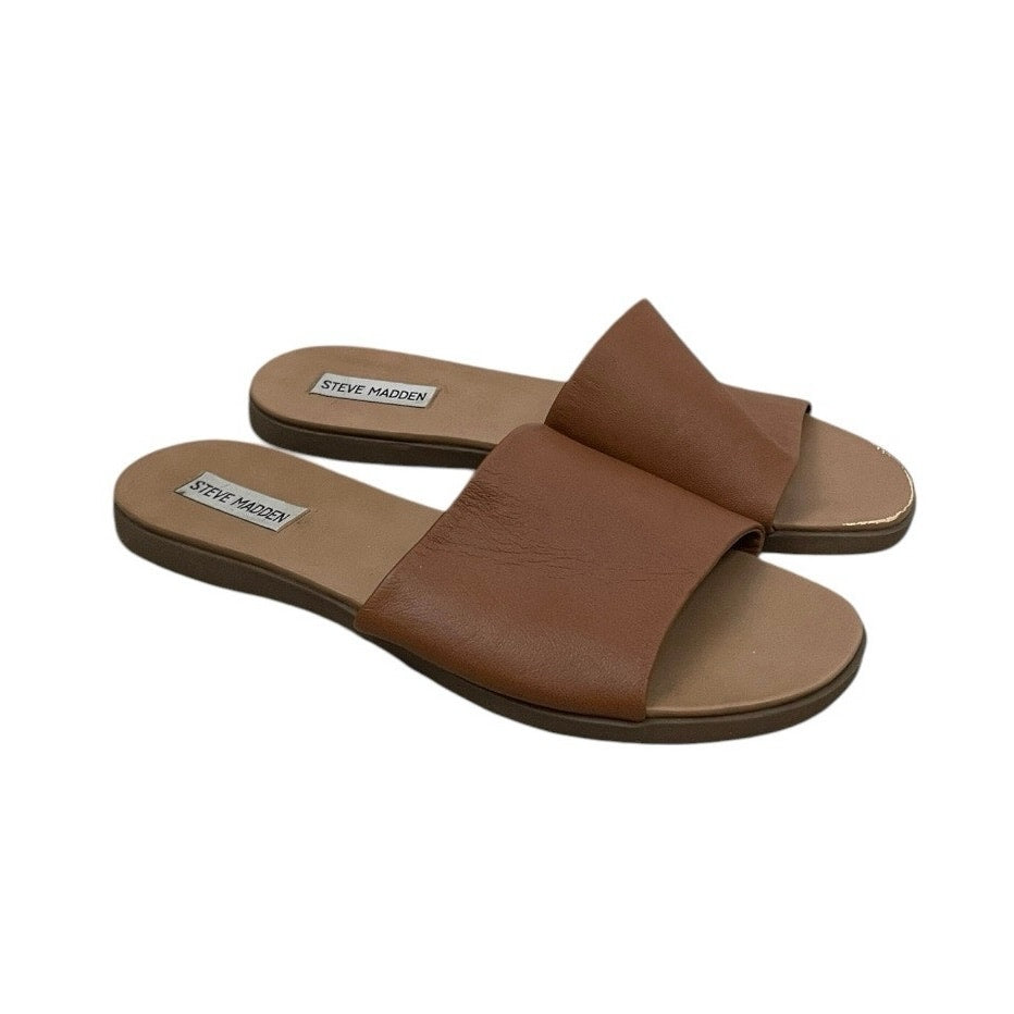 Steve Madden Beige Kailey Leather Slides Sandals