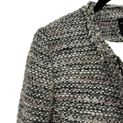 Doncaster Grey & Glittery Gold Tweed Wool Woven Button Down Jacket