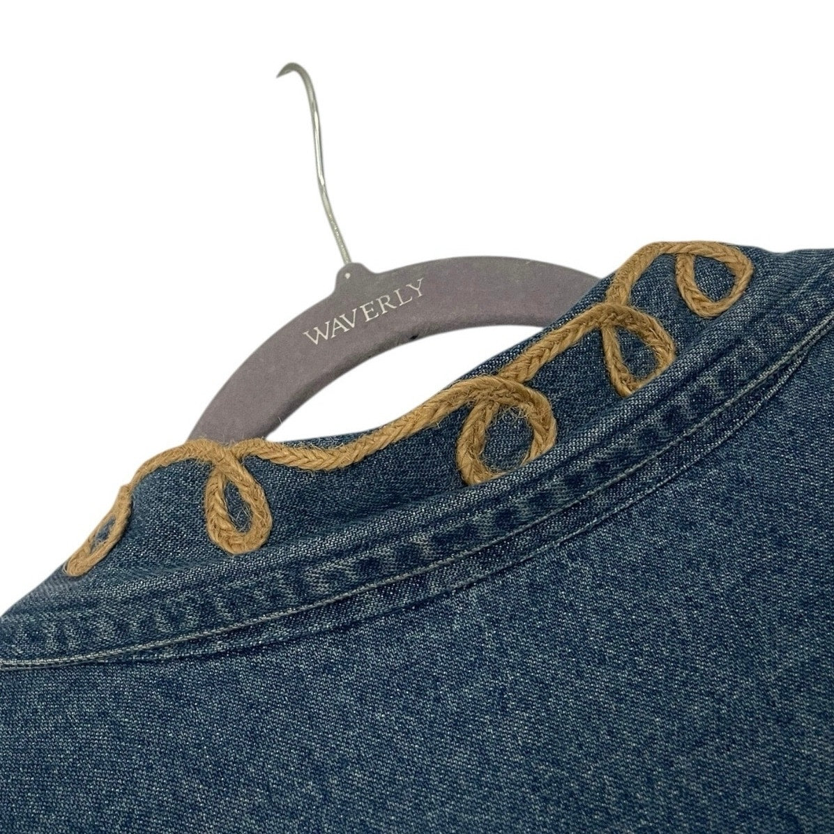 Roaman's Vintage Denim Western Boots Embroidered Button Down Jacket