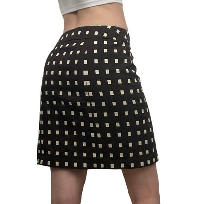 Ann Taylor Petites Vintage Brown & Cream Square Pencil Skirt