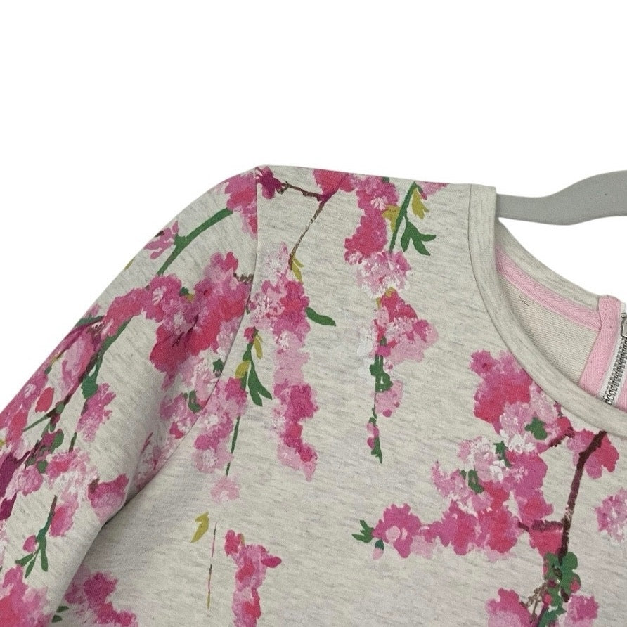 Joules Grey & Pink Floral Blossom Long Sleeve Top