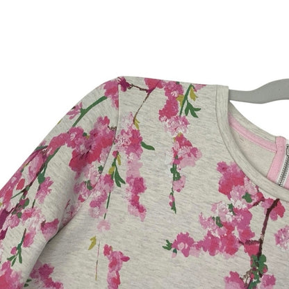 Joules Grey & Pink Floral Blossom Long Sleeve Top