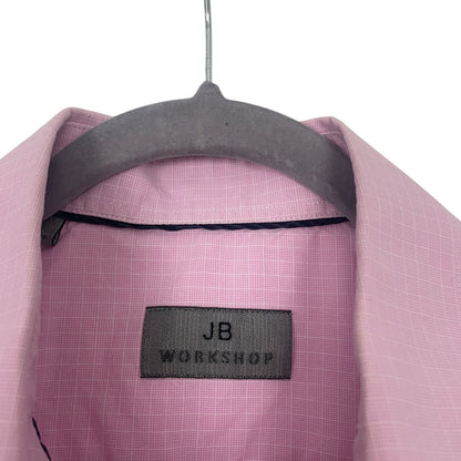 JB Workshop Mens Pink Grid Check Long Sleeve Button Down Shirt