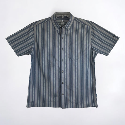 Kühl Mens Blue Striped Short Sleeve Button Down Shirt