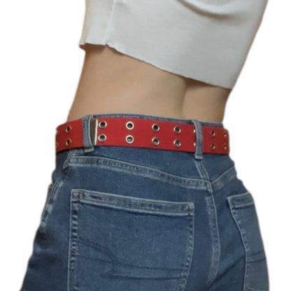 Thick Red Grommet Belt