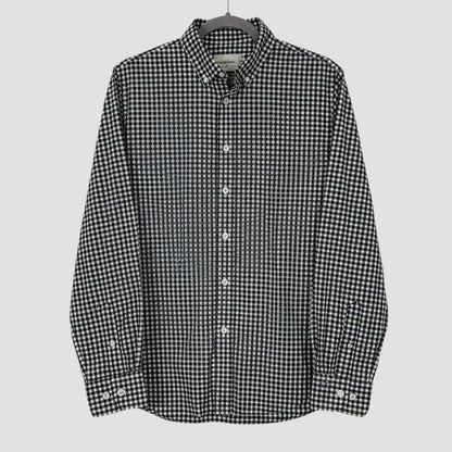 Goodfellow & Co Mens Navy & White Gingham Slim Fit Button Down Shirt