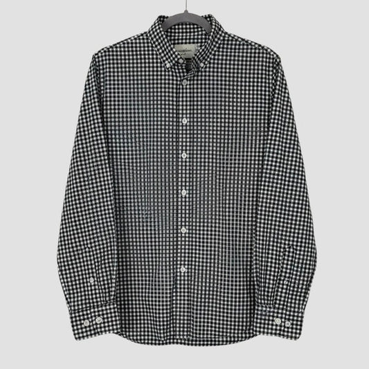 Goodfellow & Co Mens Navy & White Gingham Slim Fit Button Down Shirt