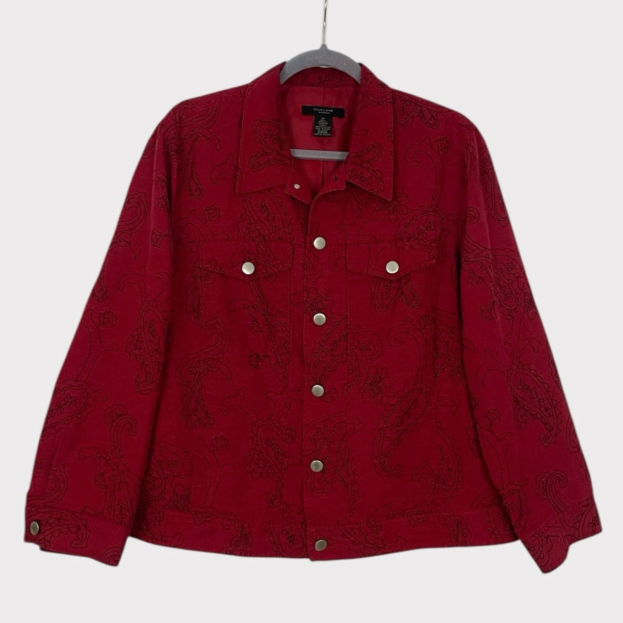 Silk Land Vintage Red & Black Paisley Embroidered Button Down Jacket