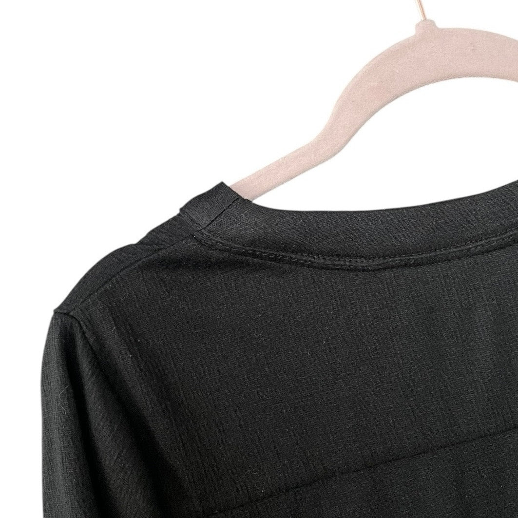 Knox Rose Black A-Line Tiered V-Neck Short Sleeve Mini Dress