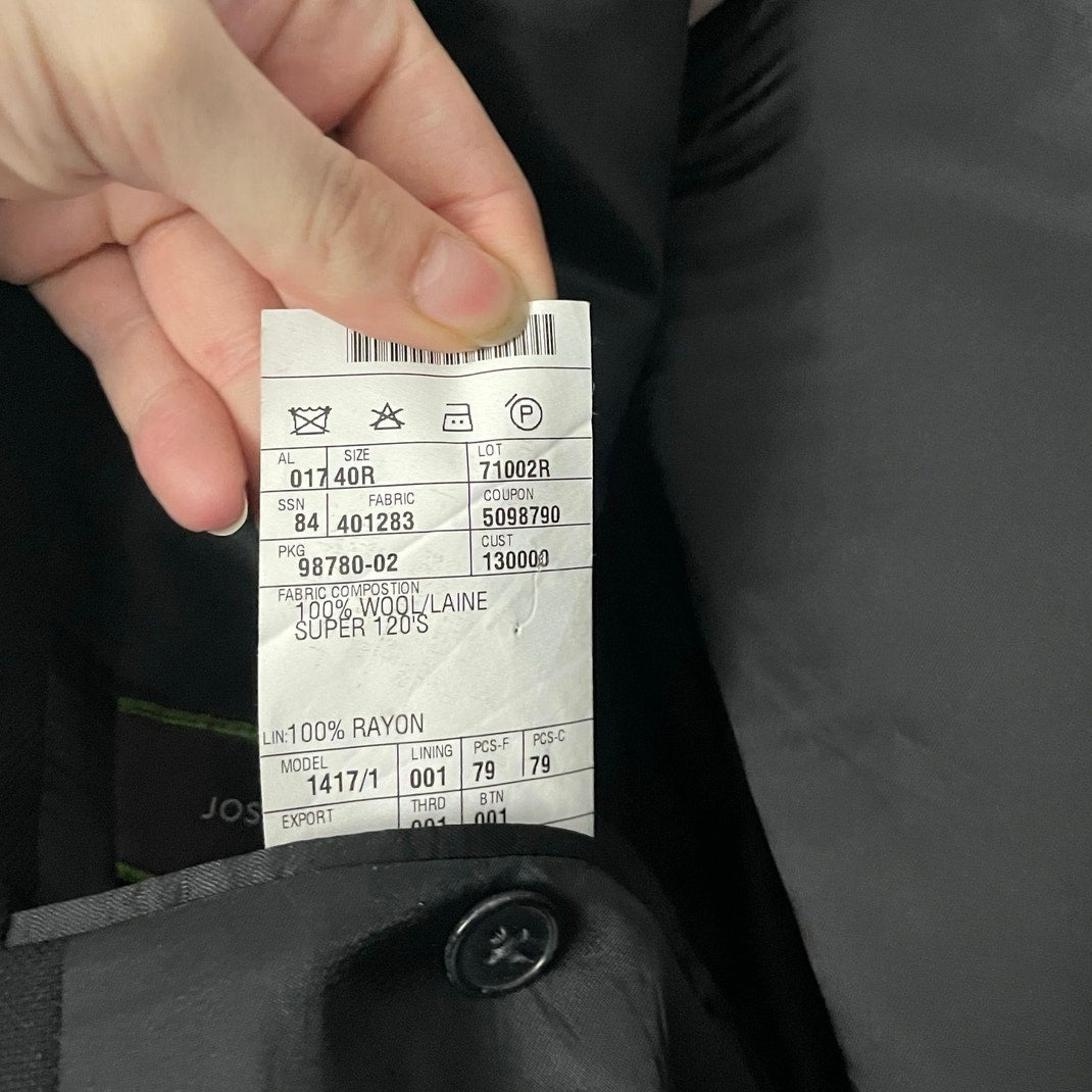 Joseph Abboud Vintage Mens Black Three Button Down Wool Blazer Suit Coat