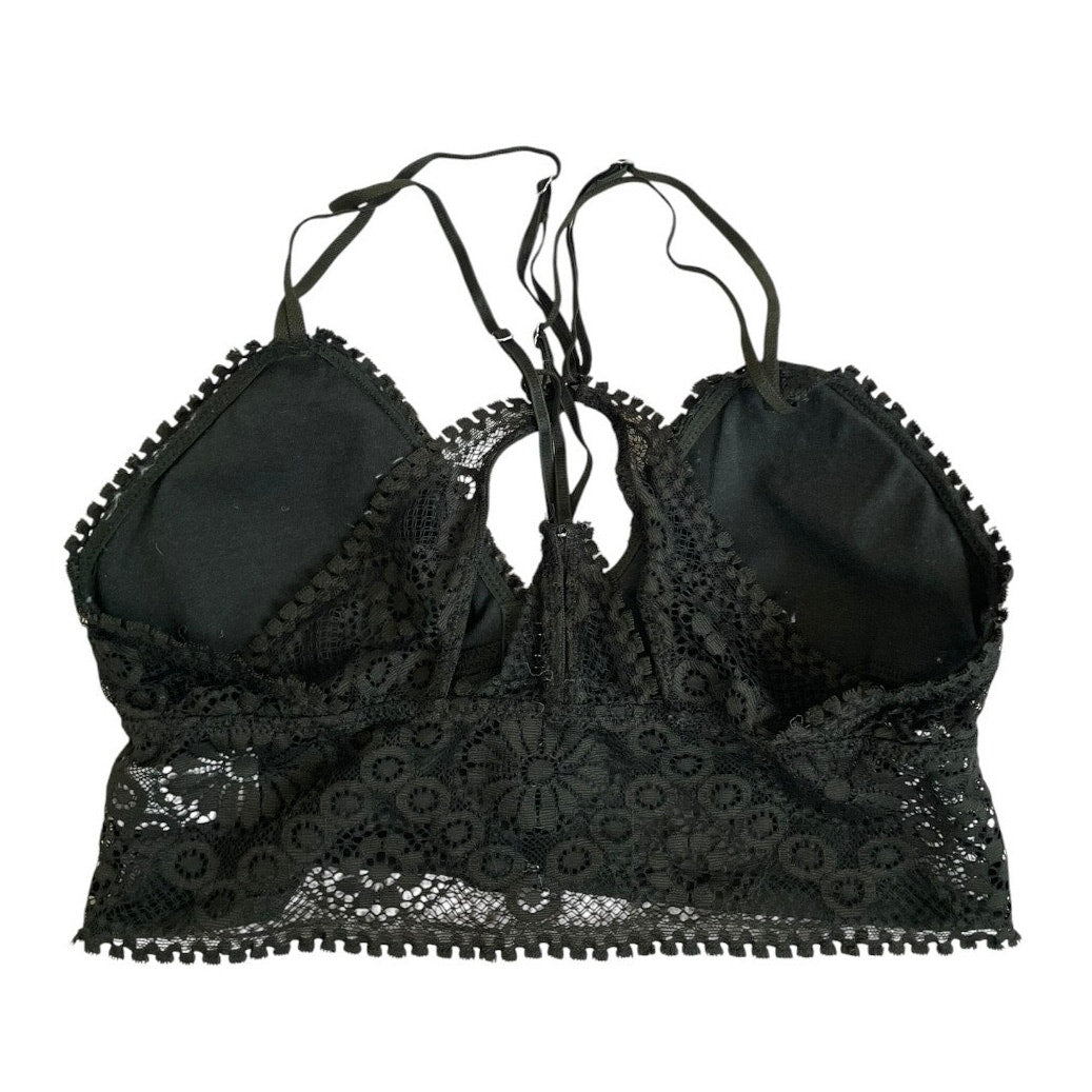 Aerie Dark Green Lace Strappy Back Triangle Padded Bralette