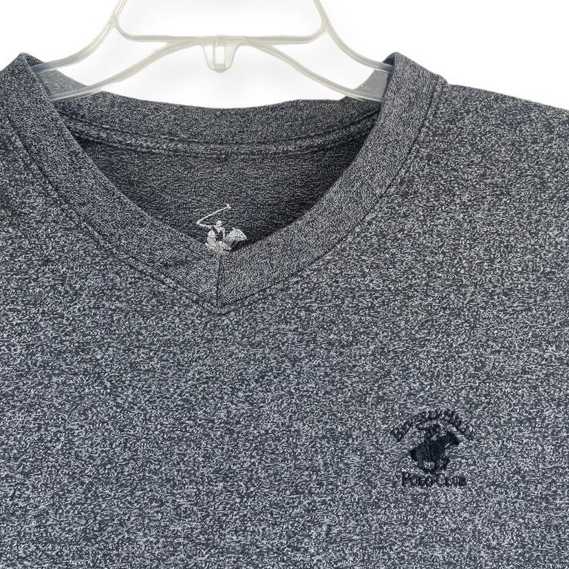 Beverly Hills Polo Club Mens Soft Grey Short Sleeve V-Neck Tee