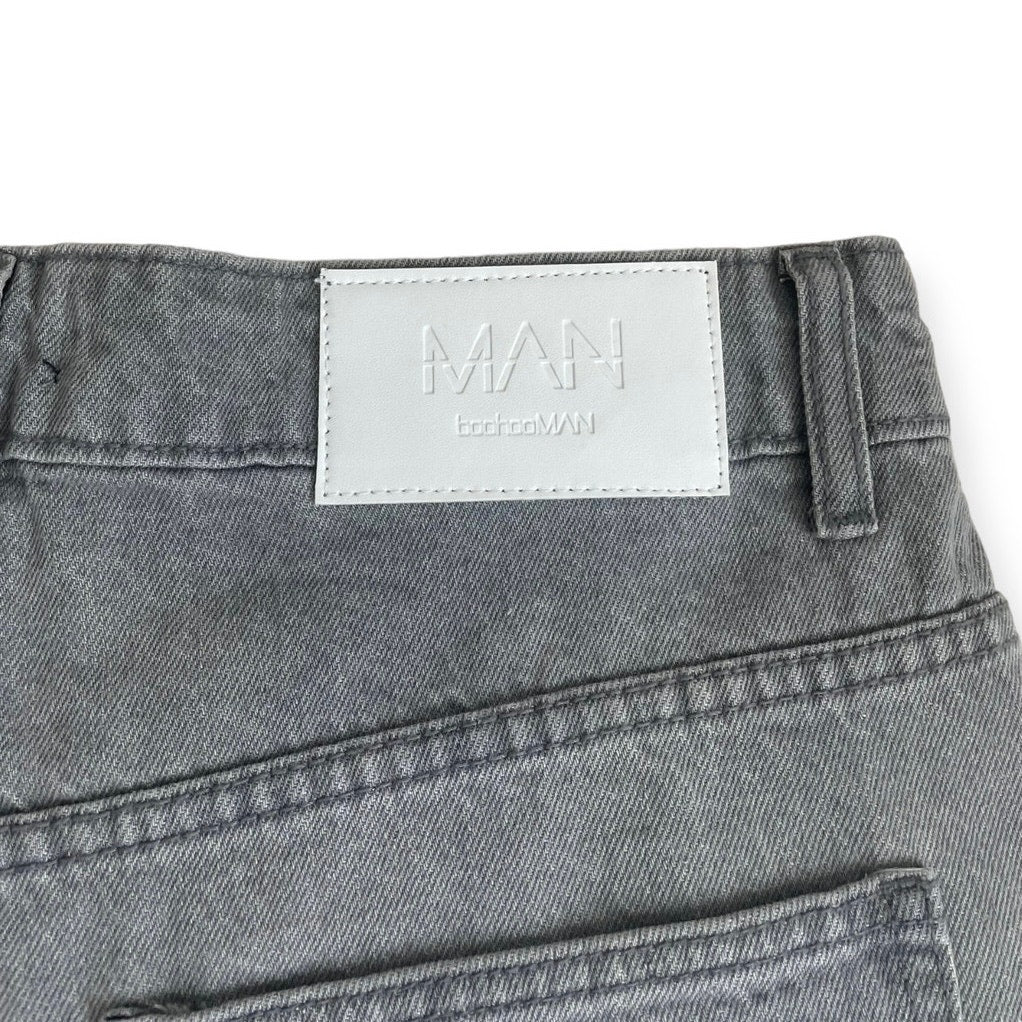 Boohoo Man Mens Grey Cargo Denim Pants