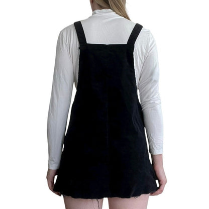 Black Corduroy Overall Mini Dress