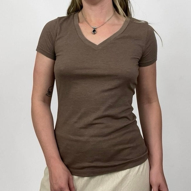 Mossimo Supply Co Brown V-Neck Short Sleeve Top