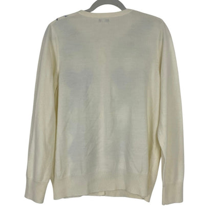 Croft & Barrow Cream and Blue Argyle Button Down Sweater