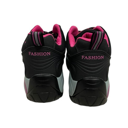 NWT Comfort Wear Black & Pink Lace Up Fashion Sneakers + 4 Socks