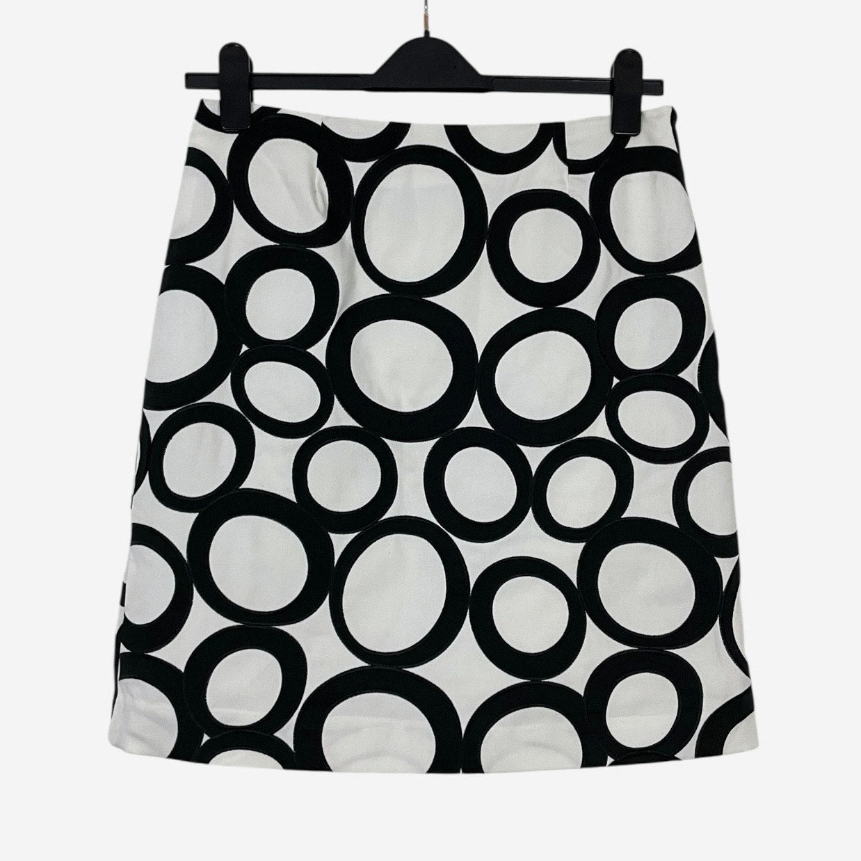 Doncaster Black & White Geometric Circle Print A-Line Skirt