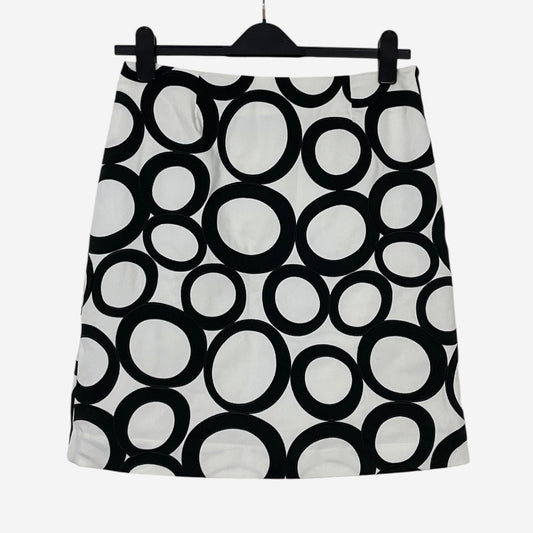 Doncaster Black & White Geometric Circle Print A-Line Skirt