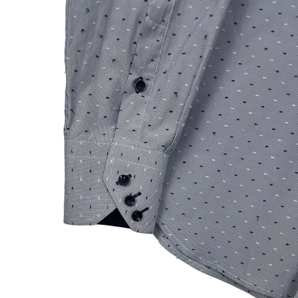 Re Camicia Di Moda Mens Blue Embroidered Button Down Dress Shirt