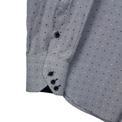 Re Camicia Di Moda Mens Blue Embroidered Button Down Dress Shirt