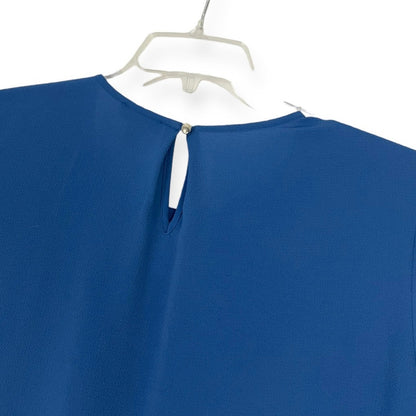 Vince Camuto Vibrant Blue Long Bell Sleeve Cinched Side Lace Up Blouse