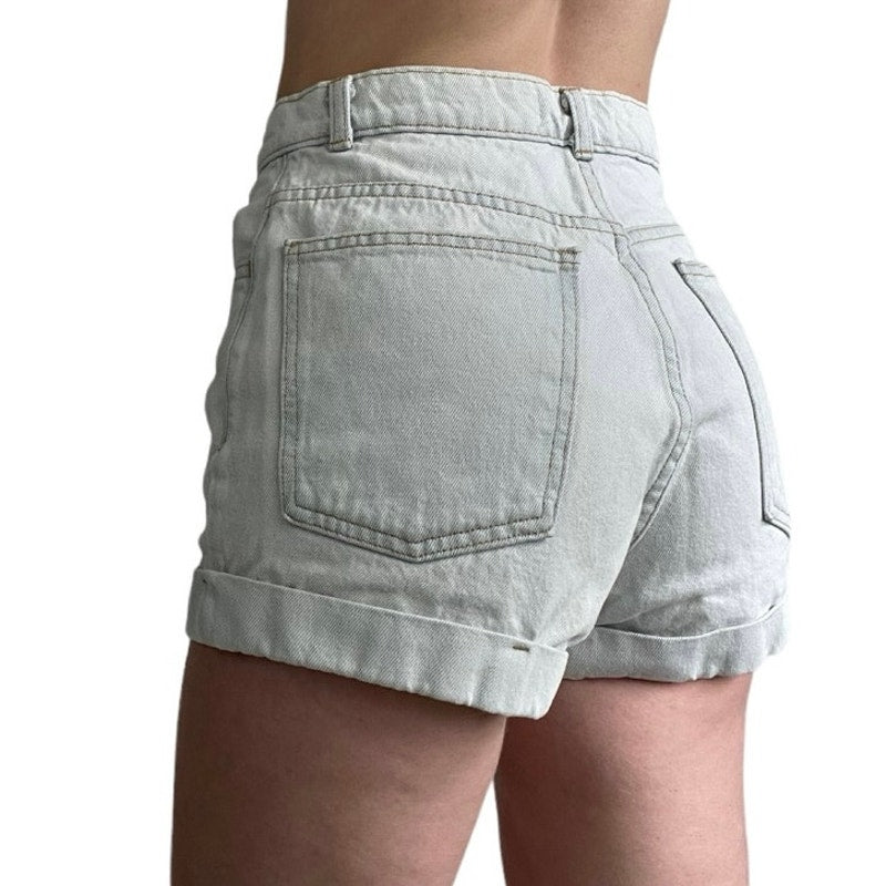 American Apparel Jeans Light Wash High Rise Denim Mini Shorts