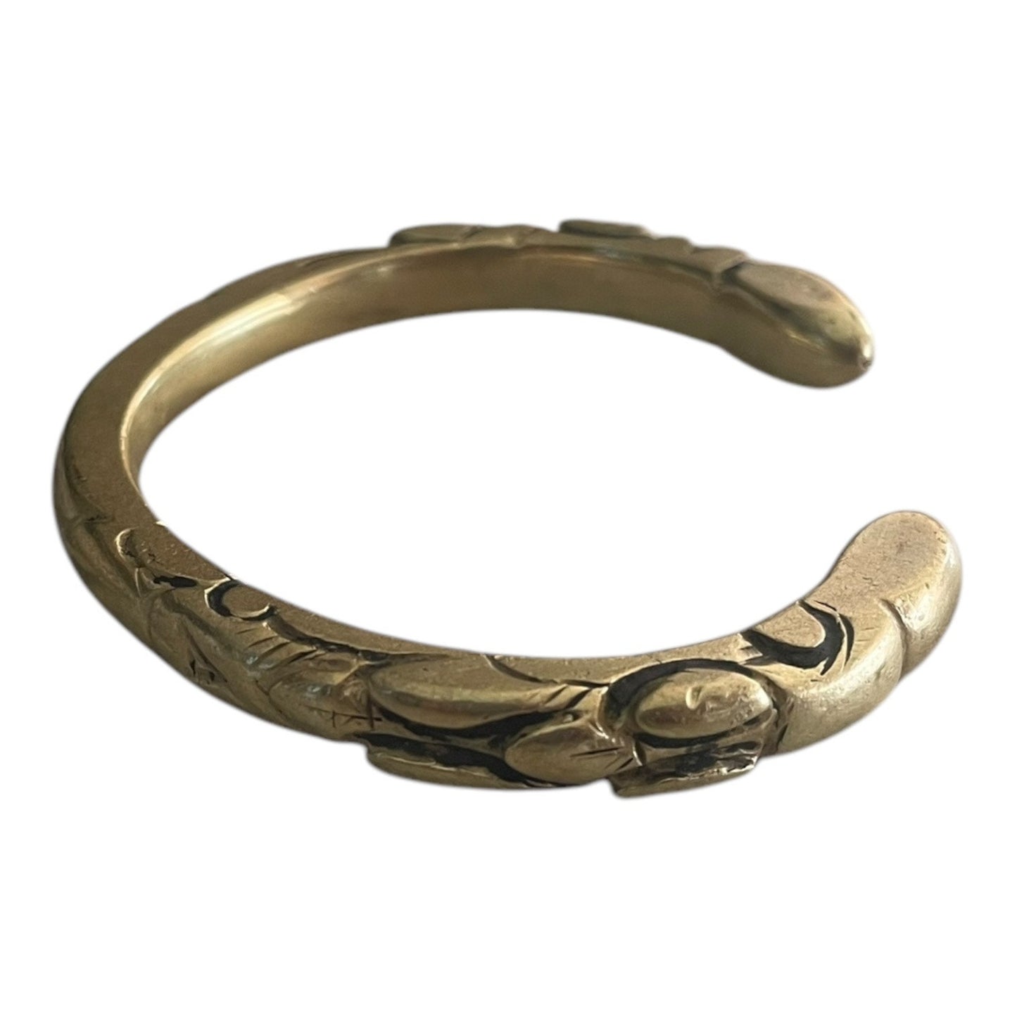 Gold Vintage Double Snake Head Open Bangle Bracelet