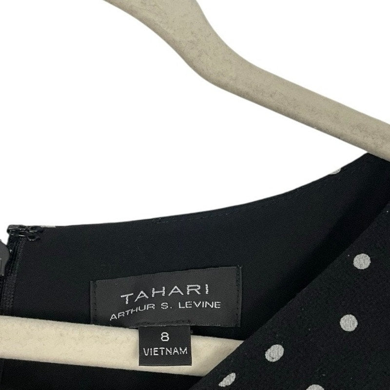 Tahari Black & White Polka Dot A-Line Midi Dress