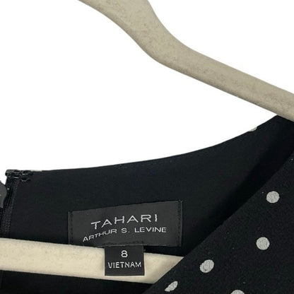 Tahari Black & White Polka Dot A-Line Midi Dress