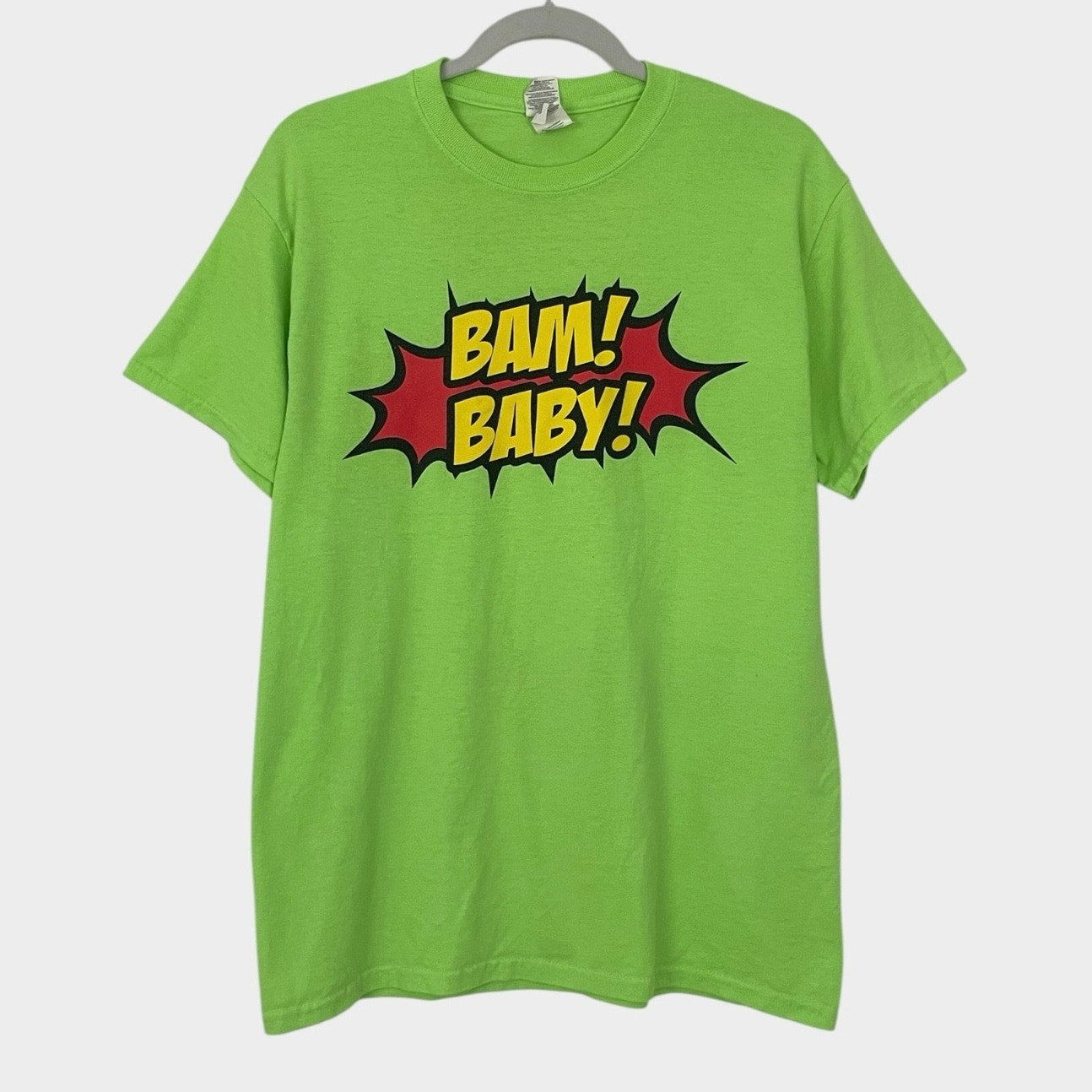 Neon Green BAM! BABY! Short Sleeve Graphic Tee