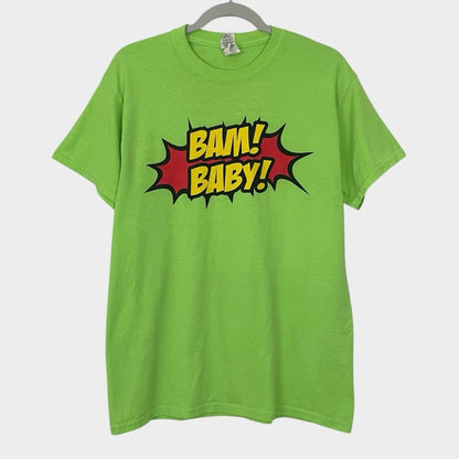 Neon Green BAM! BABY! Short Sleeve Graphic Tee