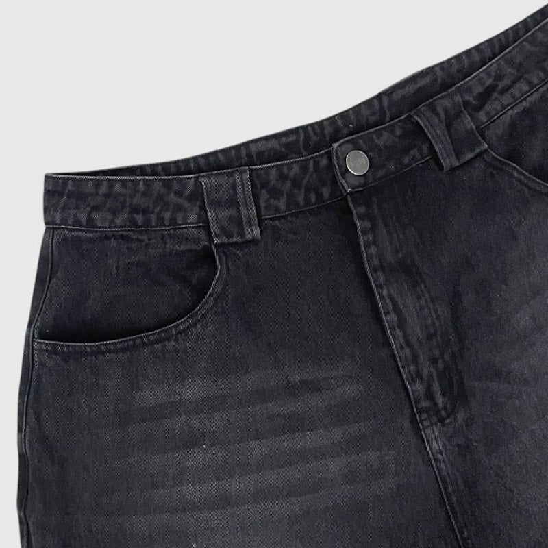 BELACARTES Mens Black Denim Cargo Shorts