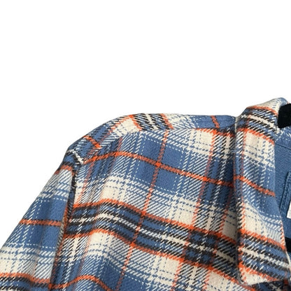 American Eagle Mens Blue & Orange Plaid Thick Button Down Shirt