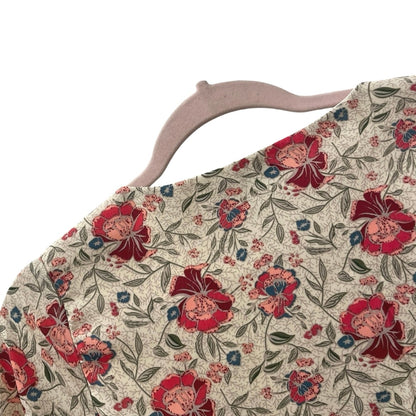 Nasty Gal Cream & Red Floral Hi-Low Tiered Cutout Tie Front Midi Dress