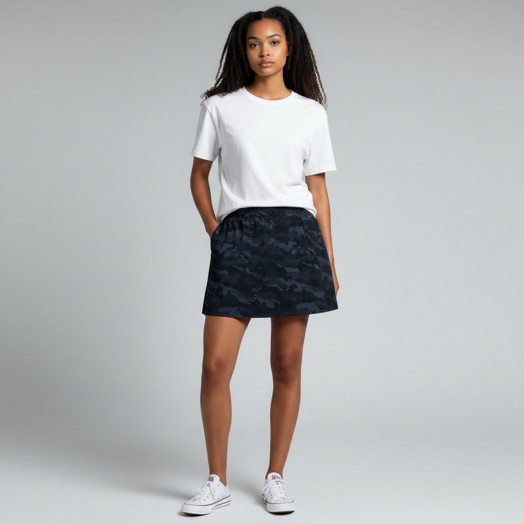 Grey Camouflage Active Mini Skirt