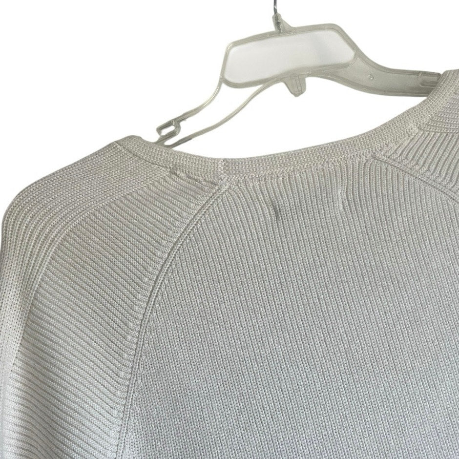 Athleta White Knit V-Neck Sweater