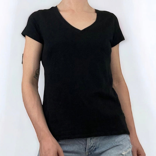 Athleta Soft Black V-Neck Short Sleeve Tee