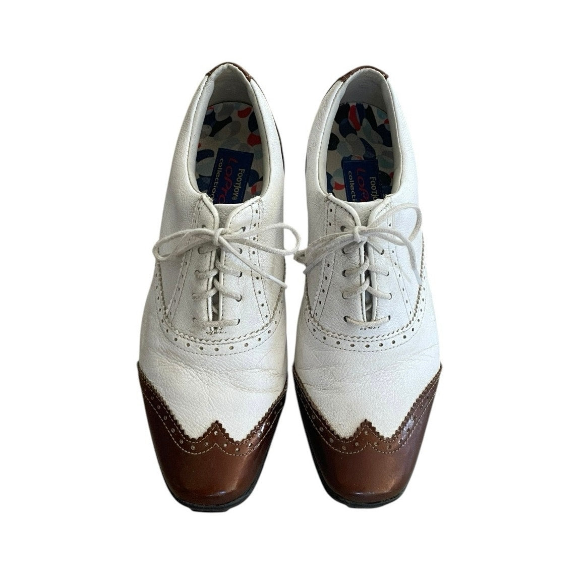 Footjoy White and Brown LoPro Collection Leather Golf Shoes