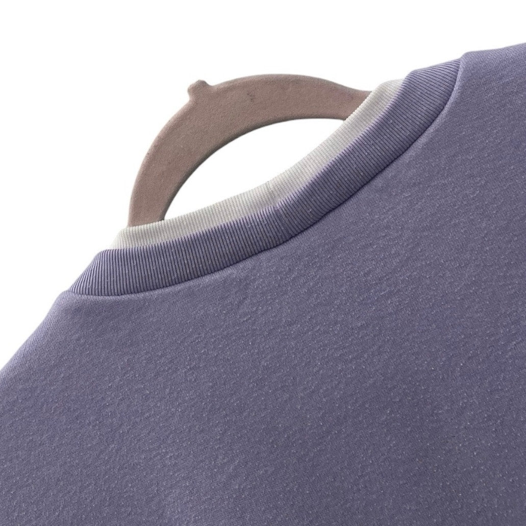 Blair Vintage Purple Butterfly Embroidered White Double Collar Sweatshirt
