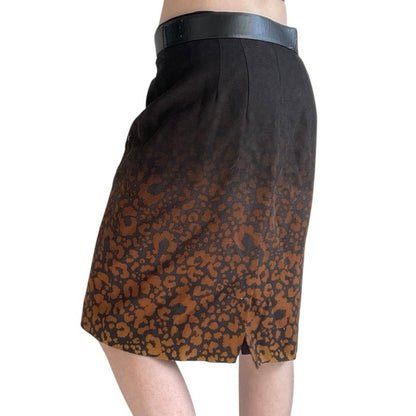 Classiques Entier Brown Ombre Cheetah Print Skirt with Belt