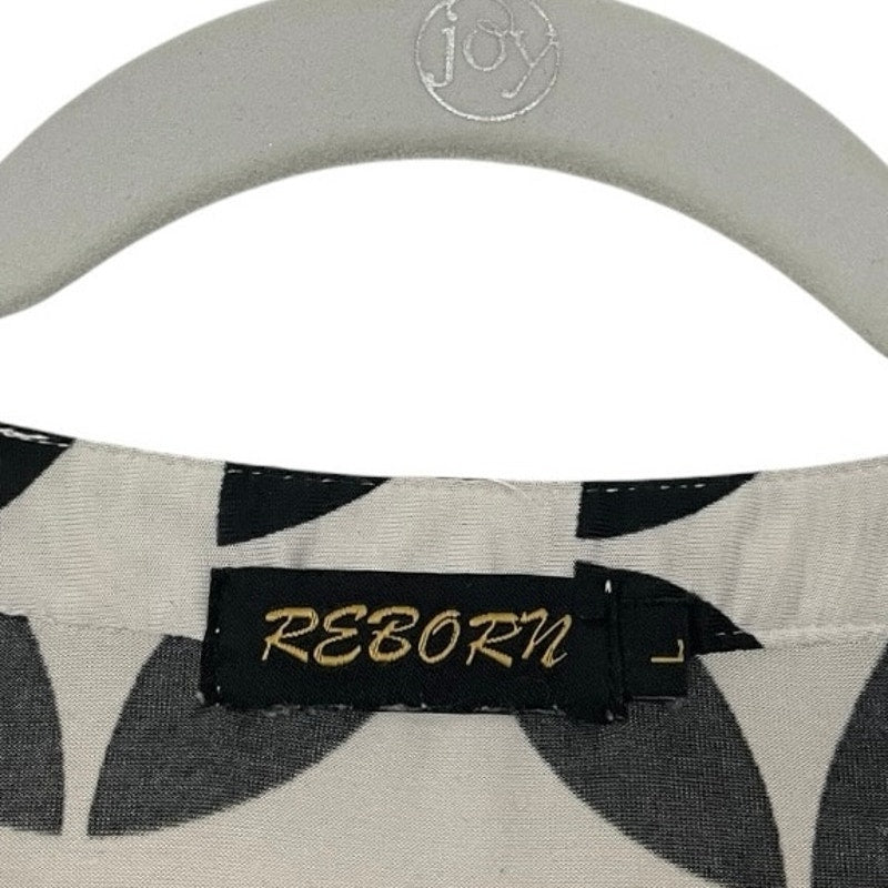 Reborn Black & White Geometric Print 3/4 Sleeve Tunic Blouse