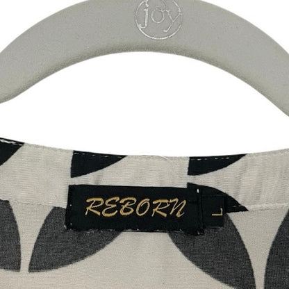 Reborn Black & White Geometric Print 3/4 Sleeve Tunic Blouse