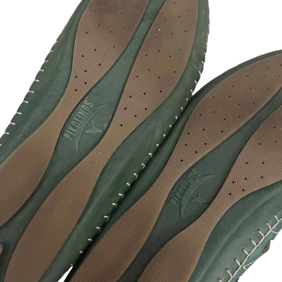 Pikolinos Teal Green Genuine Leather Cutout Flats