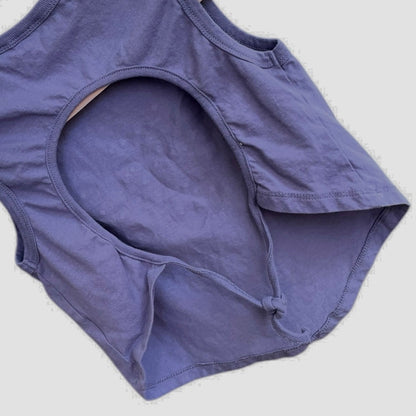 Bratz Purple Graphic Sequin Cropped Cutout Open Tie Back Tank Top