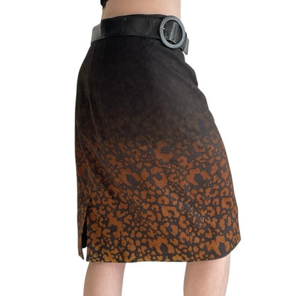 Classiques Entier Brown Ombre Cheetah Print Skirt with Belt