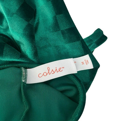 Colsie Green Velvet Checkerboard Cropped Tank Top